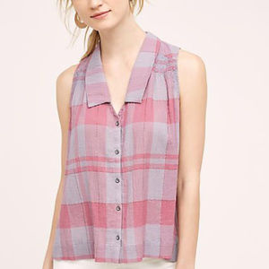 Anthropologie HOLDING HORSES Pink Plaid Midi Tank